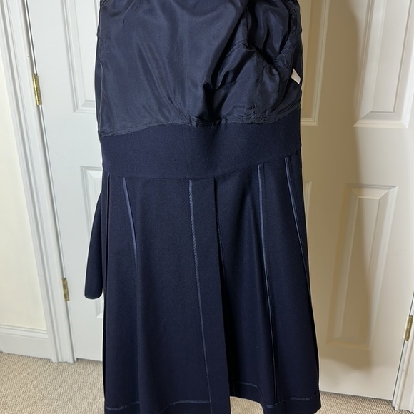 Morgane Le Fay Superfine Merino Wool Navy Coat Blazer & Skirt Set SzL - Picture 15 of 16